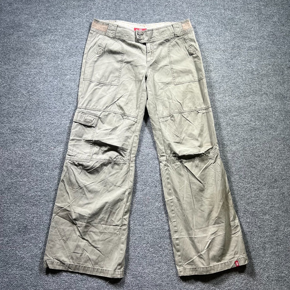 EDC by Esprit Cargo Pant Women's 13 Gray Canvas Wide-Leg Workwear Technician